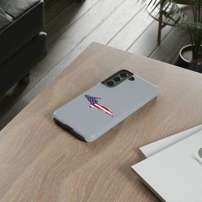 Michigan Upper Peninsula Tough Phone Case (Silver w/ UP USA Flag Outline) | Samsung & Pixel Android