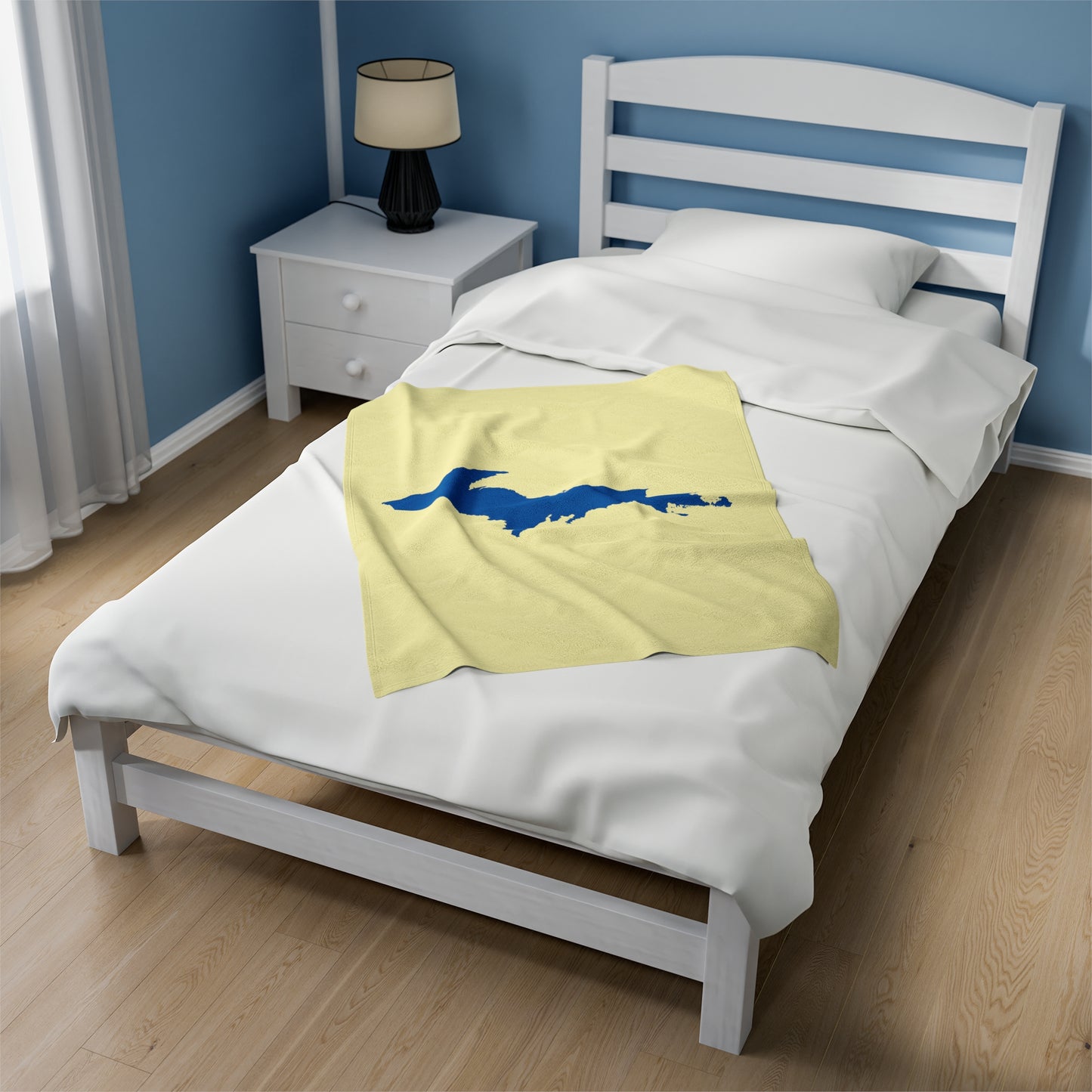 Michigan Upper Peninsula Plush Blanket (w/ Azure UP Outline) | Canary Yellow