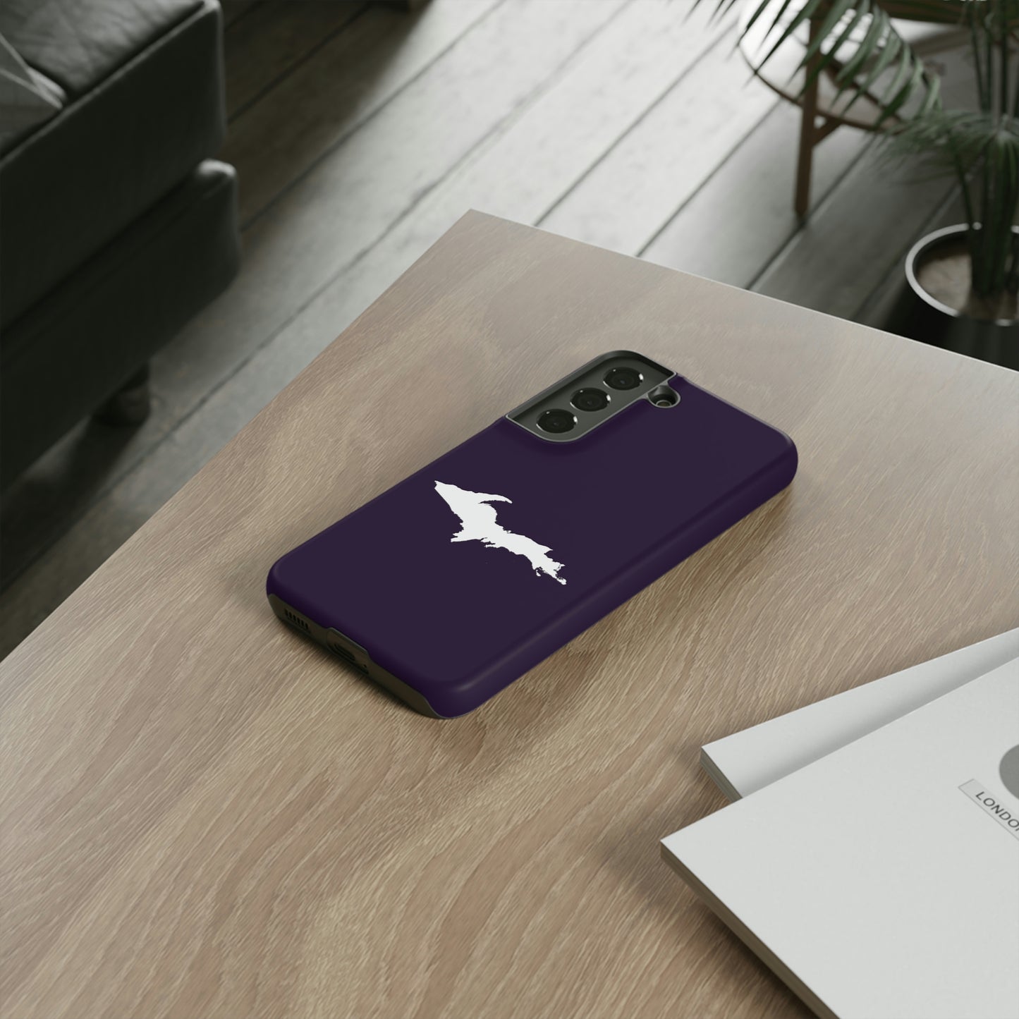 Michigan Upper Peninsula Tough Phone Case (Blackcurrant w/ UP Outline) | Samsung & Pixel Android