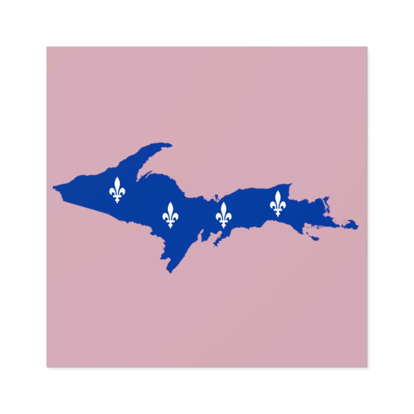 Michigan Upper Peninsula Square Sticker (Pink w/ UP Quebec Flag Outline) | Indoor/Outdoor