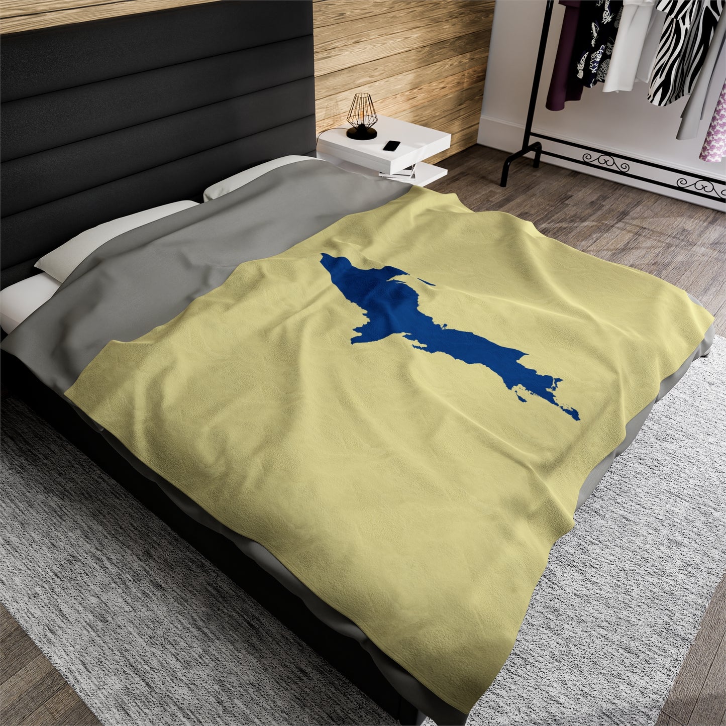 Michigan Upper Peninsula Plush Blanket (w/ Azure UP Outline) | Canary Yellow