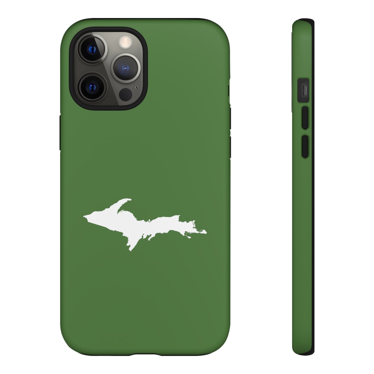 Michigan Upper Peninsula Tough Phone Case (Pine Green w/ UP Outline) | Apple iPhone