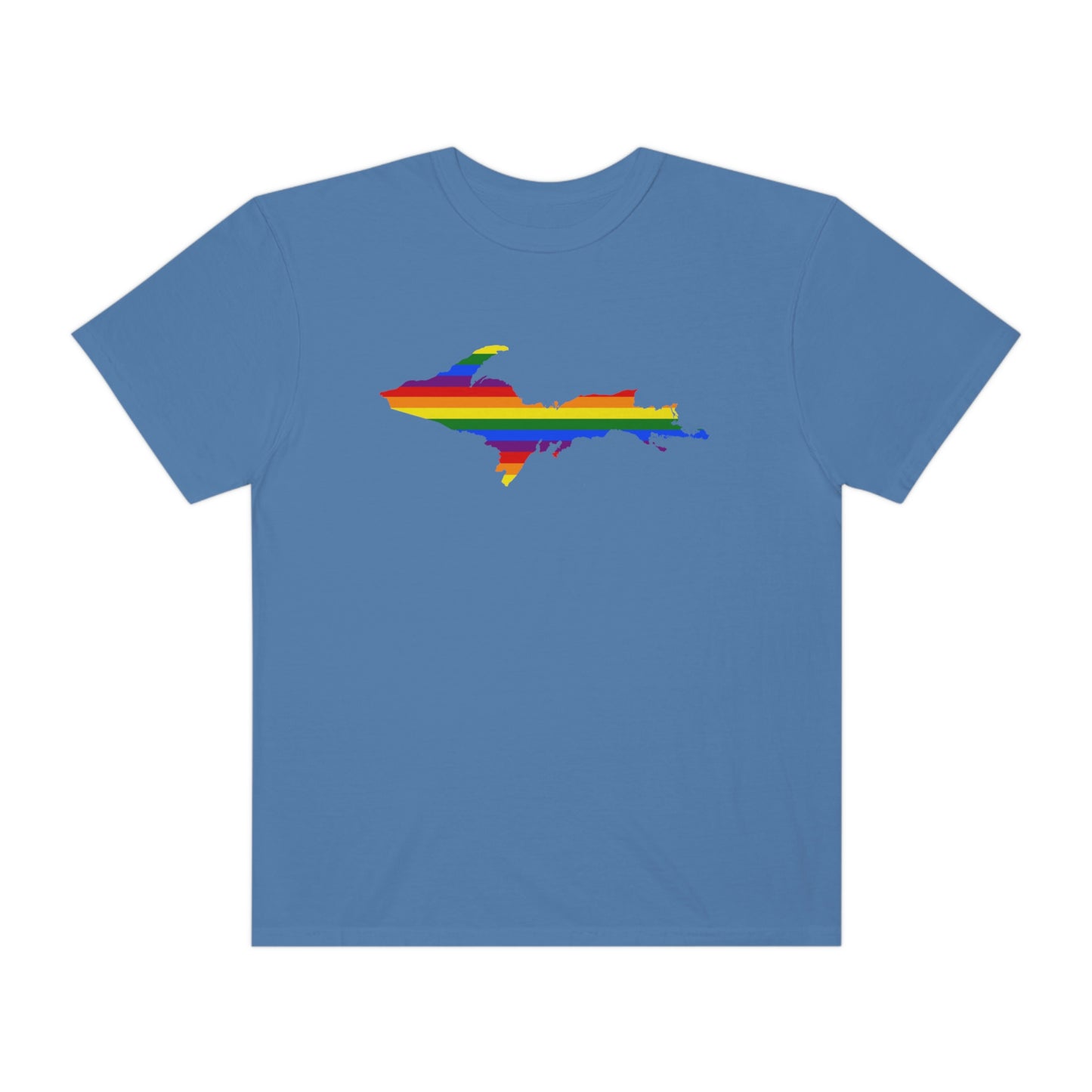 Michigan Upper Peninsula T-Shirt (w/ UP Pride Flag Outline) | Unisex Garment-Dyed