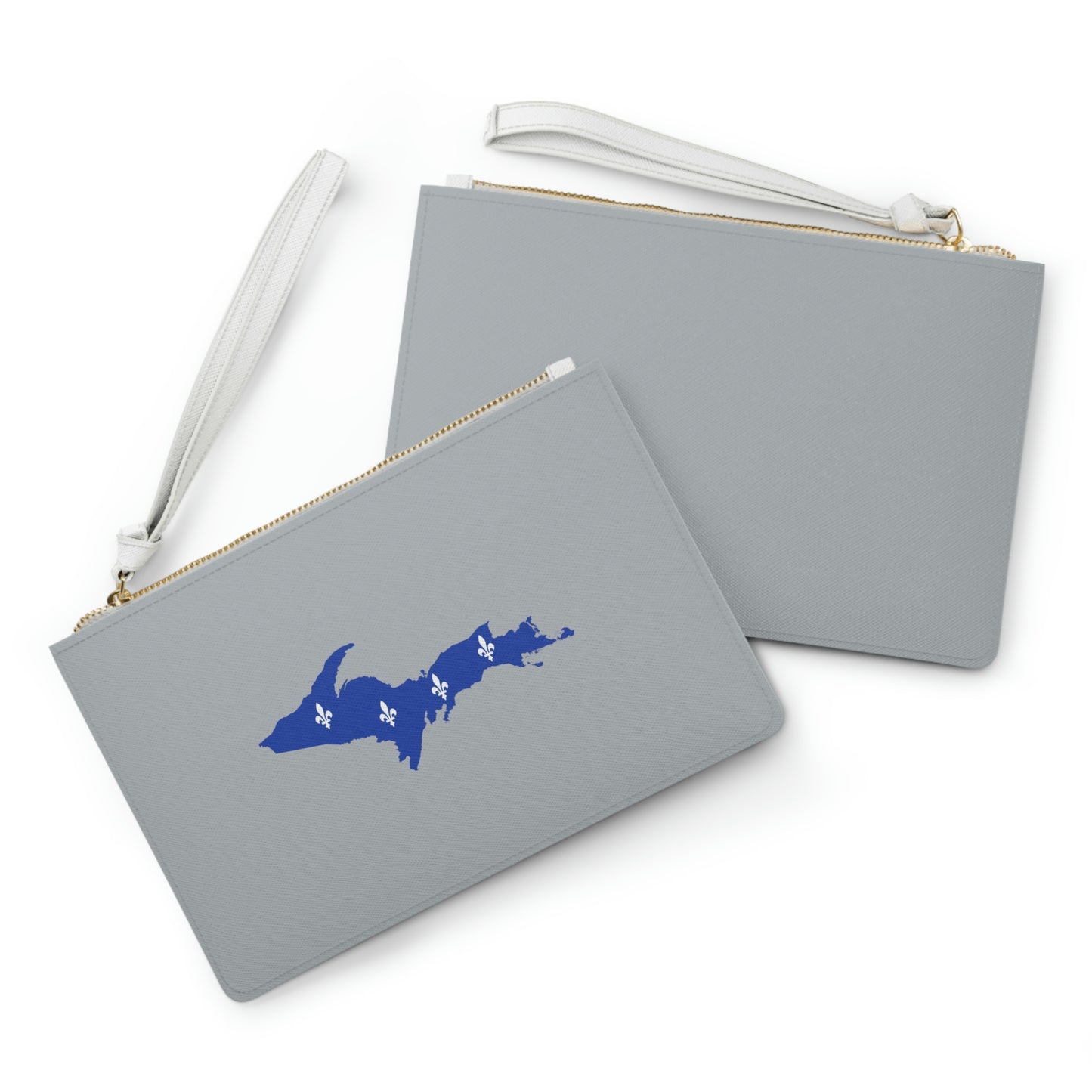 Michigan Upper Peninsula Clutch Bag (Silver w/ UP Quebec Flag Outline)