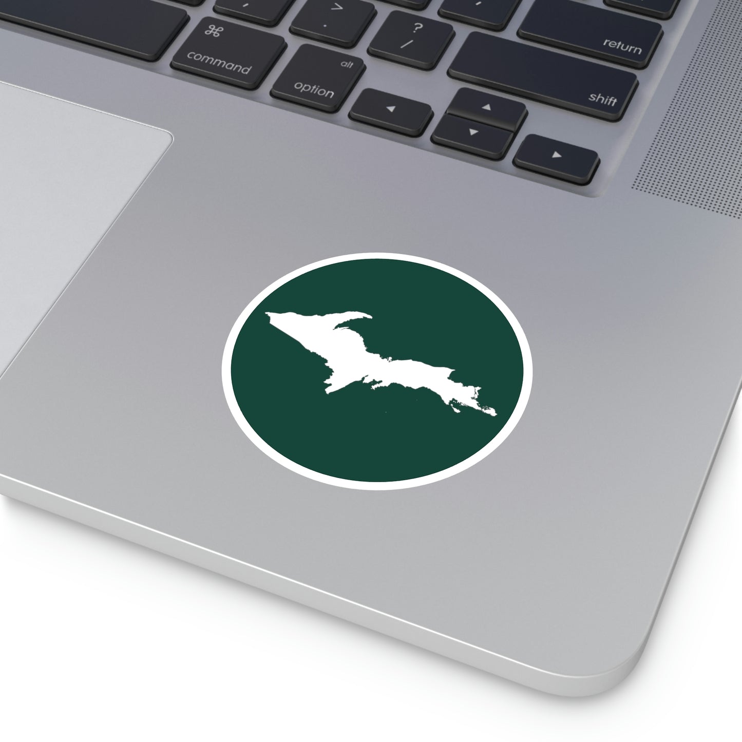 Michigan Upper Peninsula Round Stickers (Green w/ UP Outline) | Indoor\Outdoor