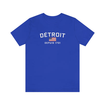 'Détroit Depuis 1701' T-Shirt (w/USA Flag Outline) | Unisex Standard Fit