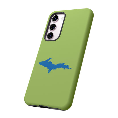 Michigan Upper Peninsula Tough Phone Case (Gooseberry Green w/ Azure UP Outline) | Samsung & Pixel Android