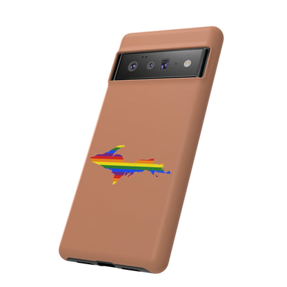 Michigan Upper Peninsula Tough Phone Case (Copper Color w/ UP Pride Flag Outline) | Samsung & Pixel Android