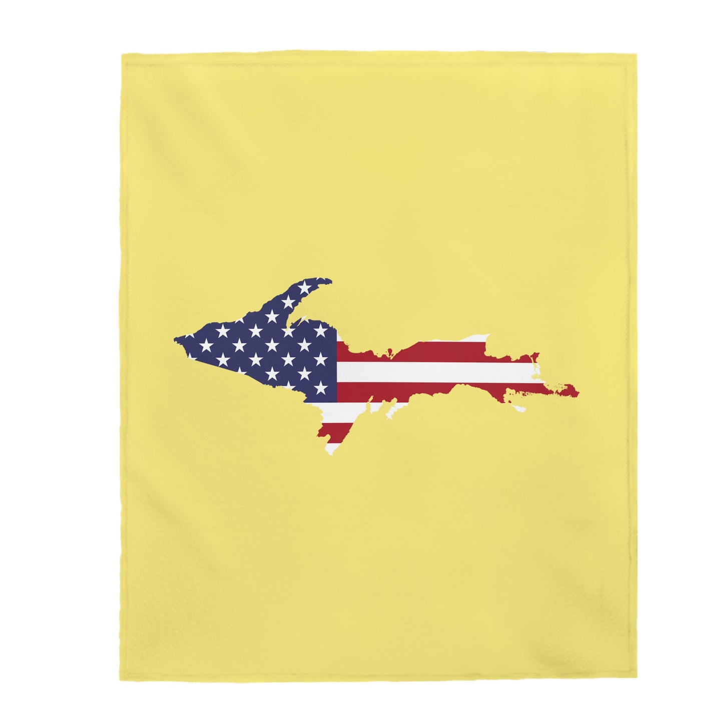 Michigan Upper Peninsula Plush Blanket (w/ UP USA Flag Outline) | Cherry Yellow