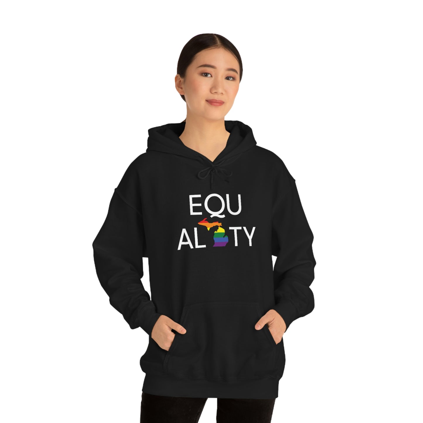 Michigan 'Equality' Hoodie (w/ LGBTQ Pride Colors) | Unisex Standard