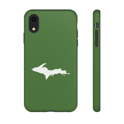 Michigan Upper Peninsula Tough Phone Case (Pine Green w/ UP Outline) | Apple iPhone