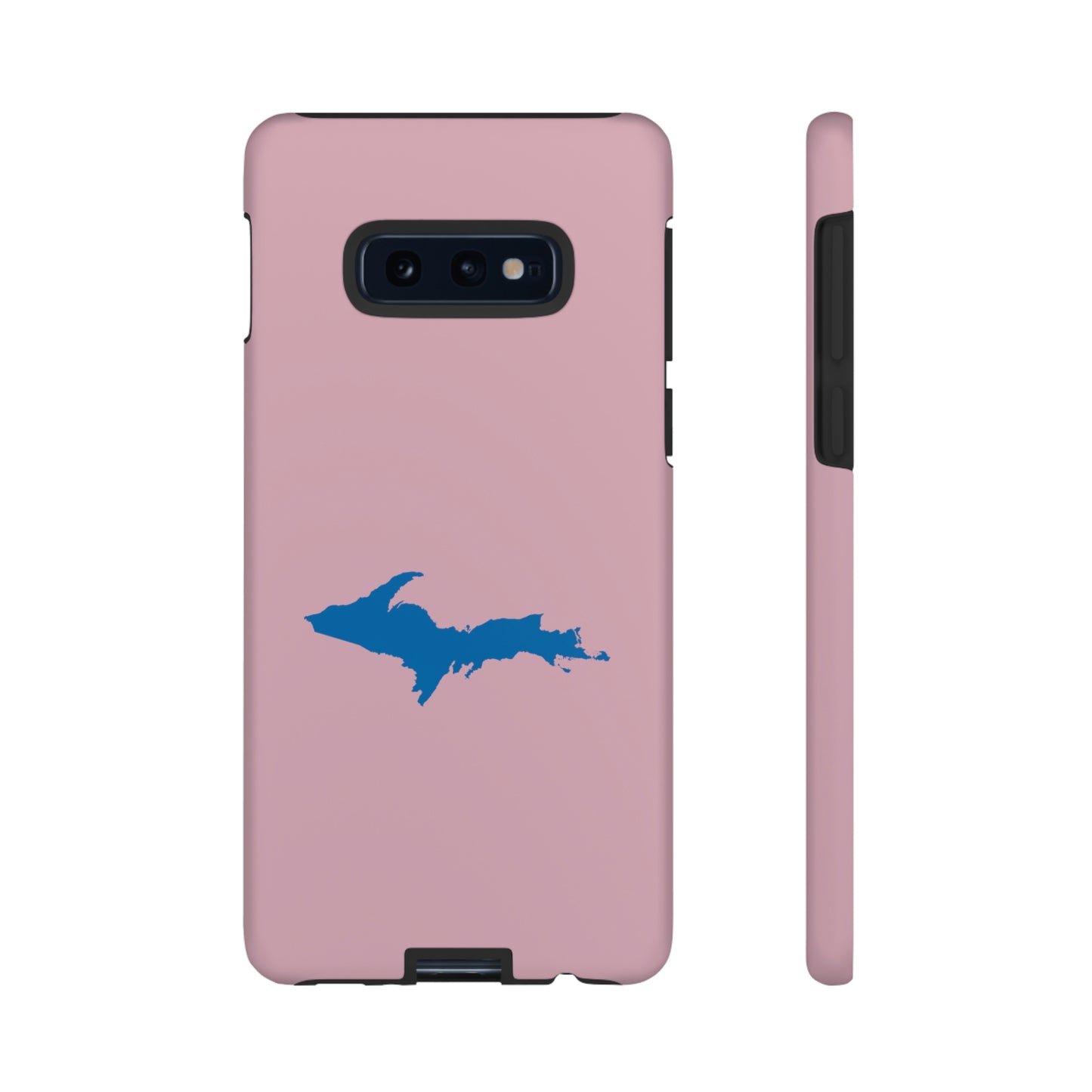 Michigan Upper Peninsula Tough Phone Case (Pink w/ Azure UP Outline) | Samsung & Pixel Android