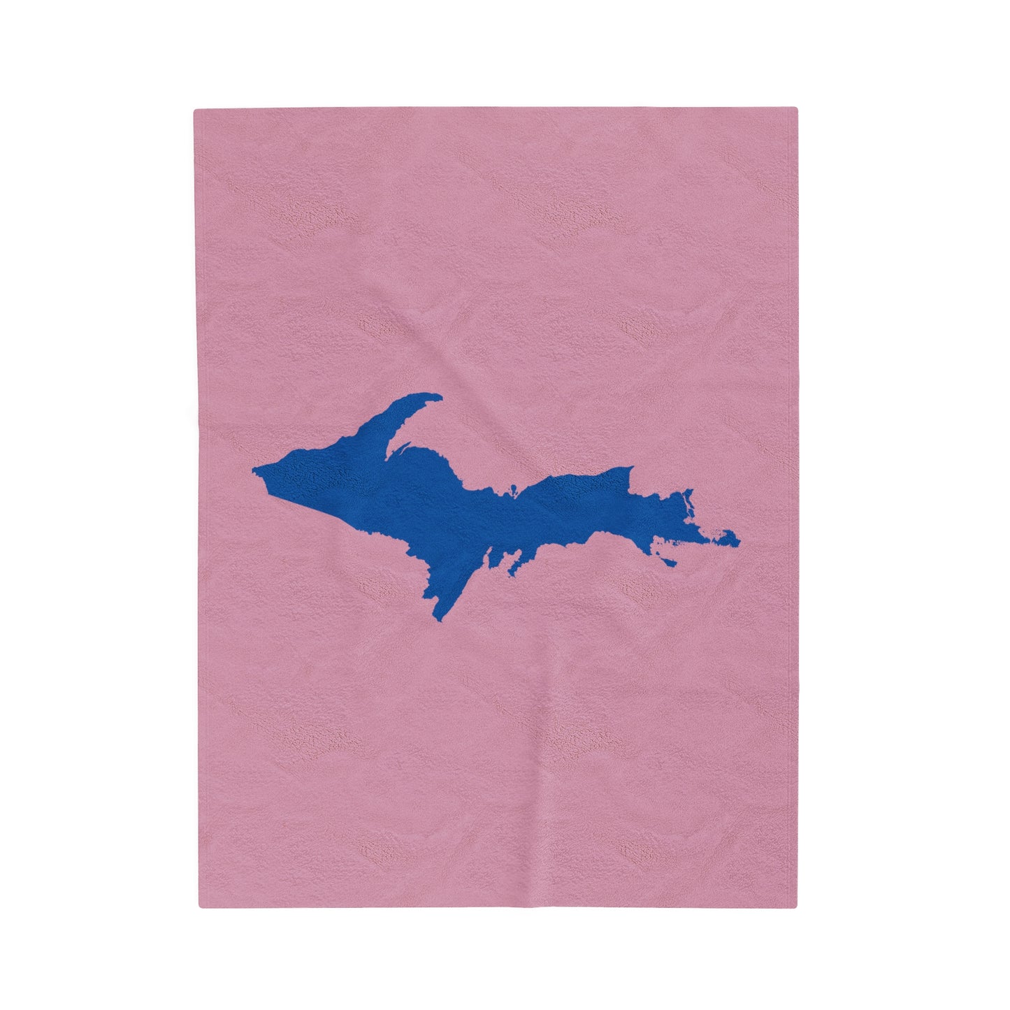 Michigan Upper Peninsula Plush Blanket (w/ Azure UP Outline) | Pink