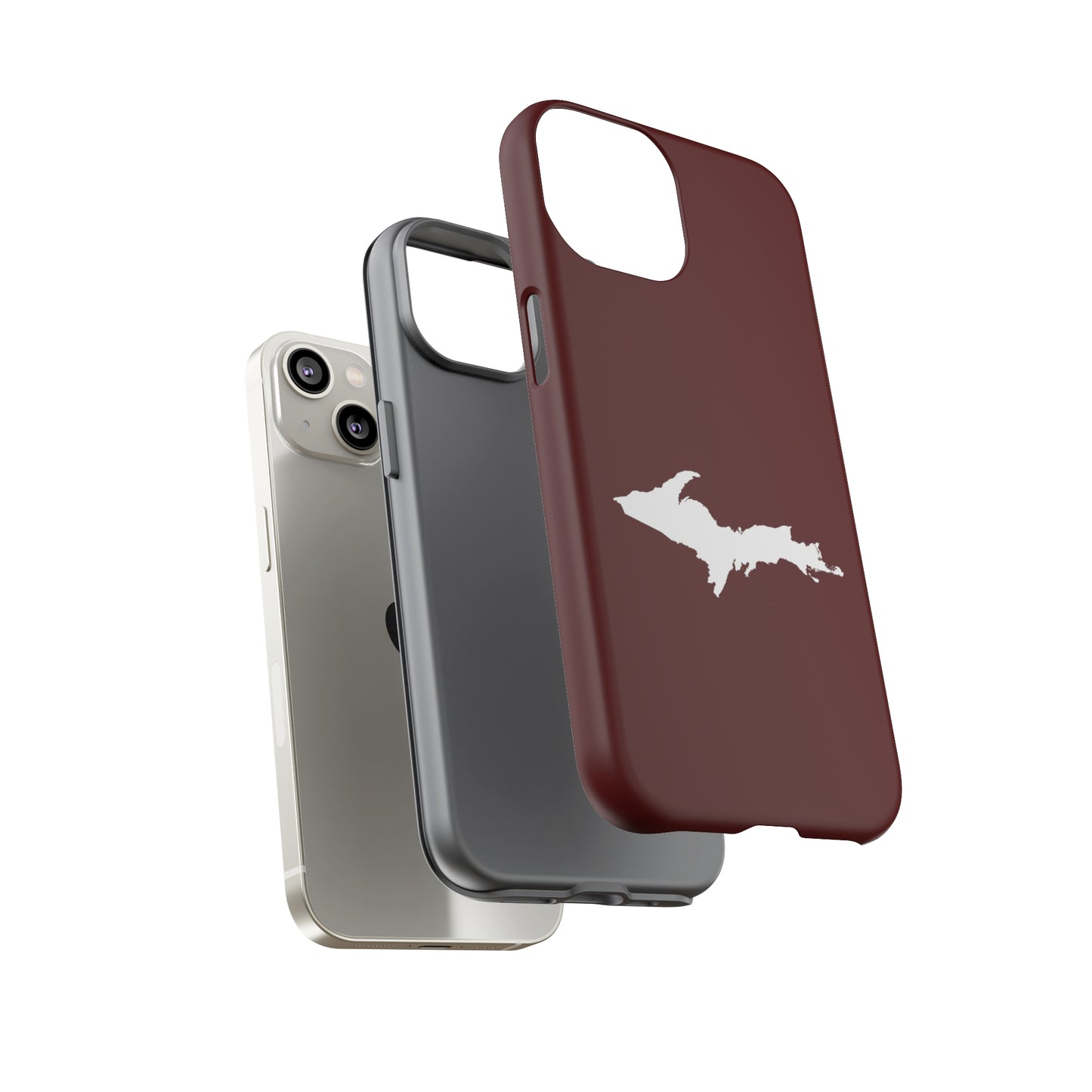 Michigan Upper Peninsula Tough Phone Case (Cherrywood Red w/ UP Outline) | Apple iPhone