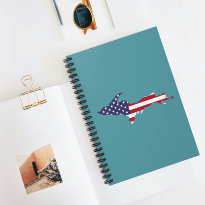 Michigan Upper Peninsula Spiral Notebook (w/ UP USA Flag Outline) | Lake Huron Blue
