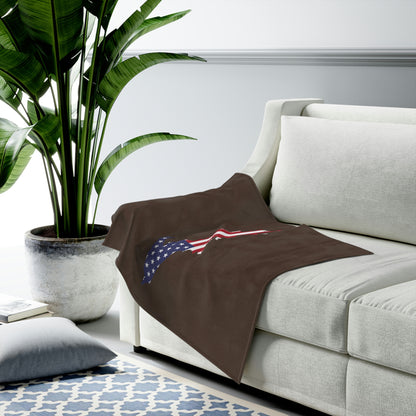 Michigan Upper Peninsula Plush Blanket (w/ UP USA Flag Outline) | Hickory Color