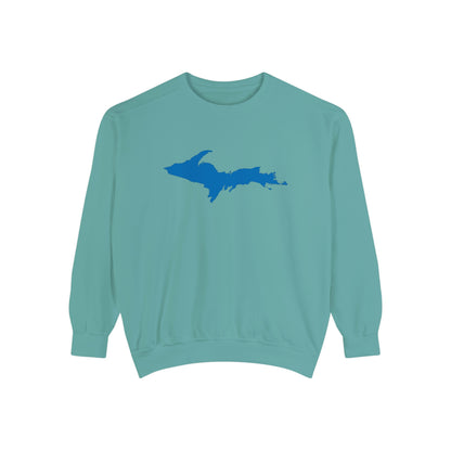 Michigan Upper Peninsula Sweatshirt (w/ Azure UP Outline) | Unisex Garment Dyed