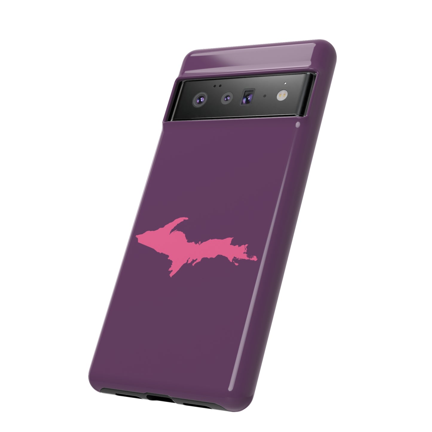 Michigan Upper Peninsula Tough Phone Case (Plum w/ Pink UP Outline) | Samsung & Pixel Android