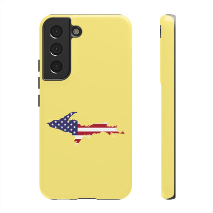 Michigan Upper Peninsula Tough Phone Case (Yellow Cherry Color w/ UP USA Flag Outline) | Samsung & Pixel Android