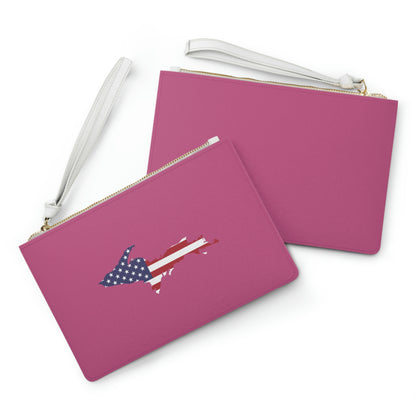 Michigan Upper Peninsula Clutch Bag (Apple Blossom Pink w/UP USA Flag Outline)