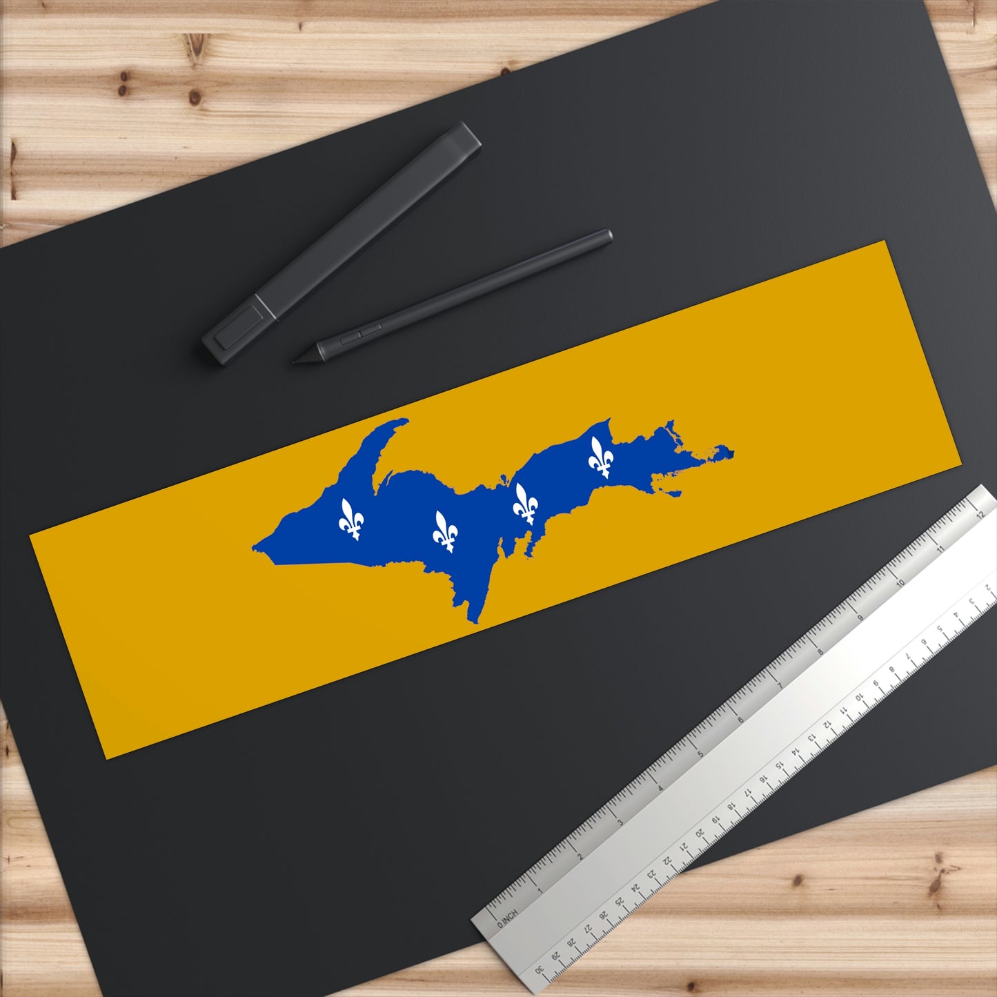 Michigan Upper Peninsula Bumper Stickers (w/ UP Quebec Flag Outline) | Gold Background