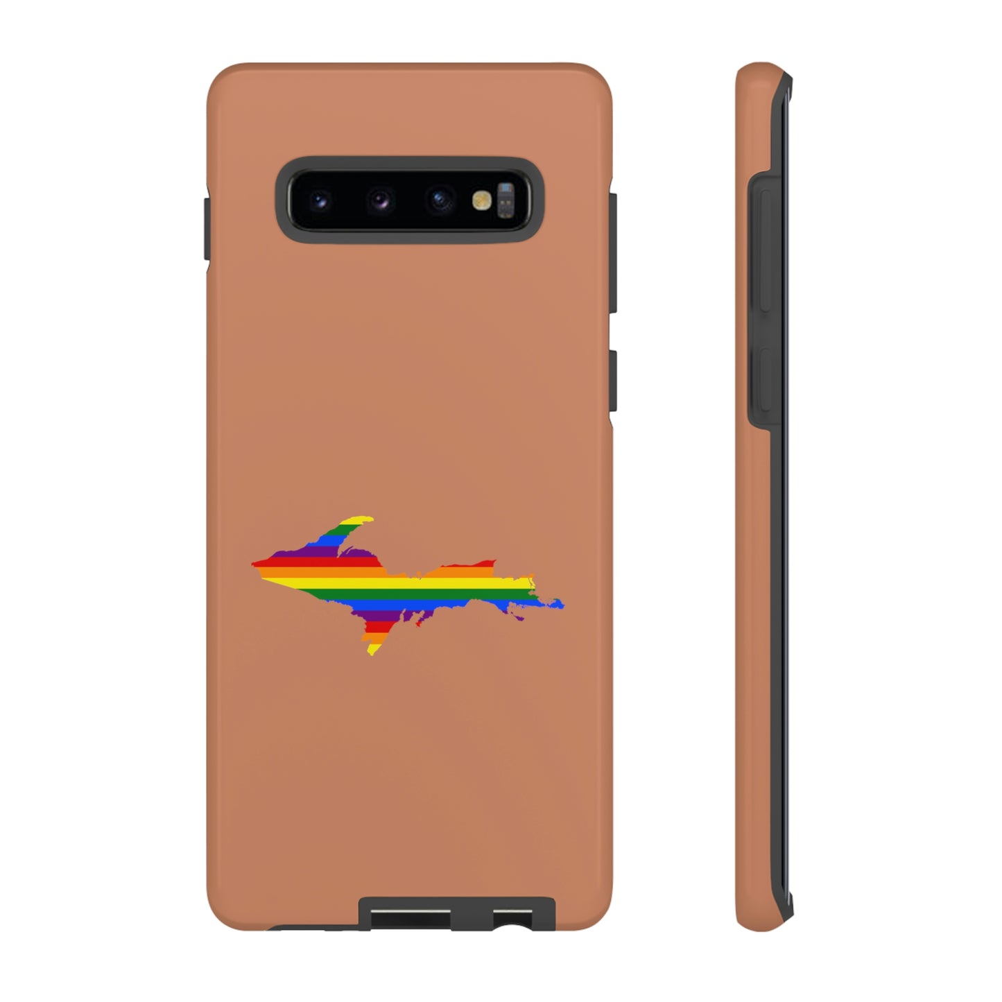 Michigan Upper Peninsula Tough Phone Case (Copper Color w/ UP Pride Flag Outline) | Samsung & Pixel Android