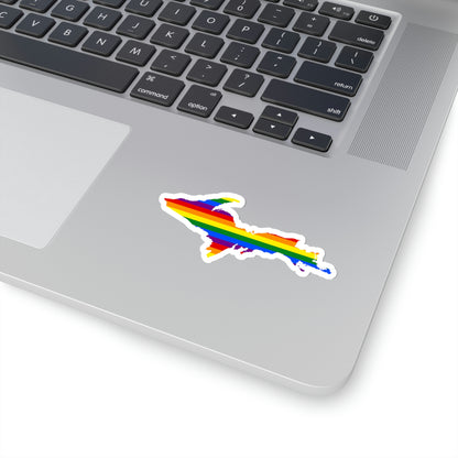 Michigan Upper Peninsula Kiss-Cut Sticker (w/ UP Pride Flag Outline)