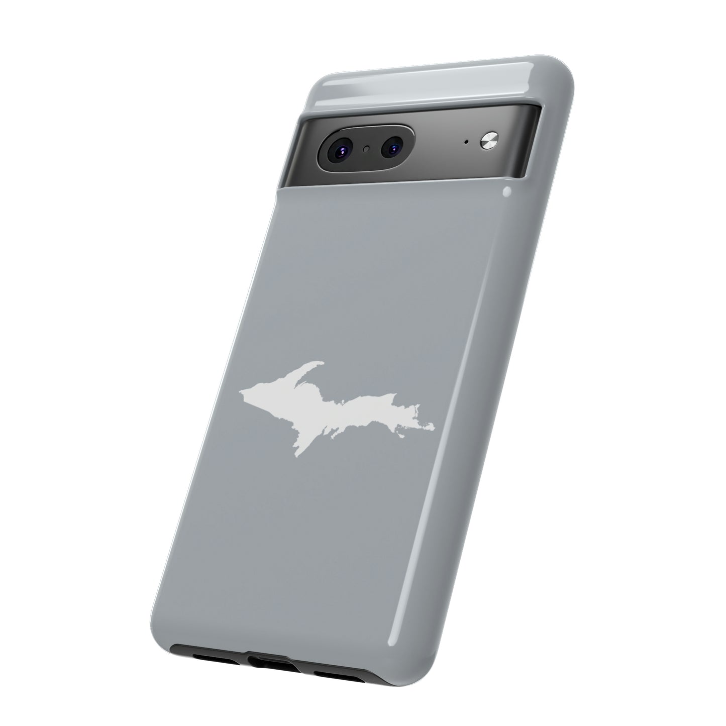 Michigan Upper Peninsula Tough Phone Case (Silver w/ UP Outline) | Samsung & Pixel Android