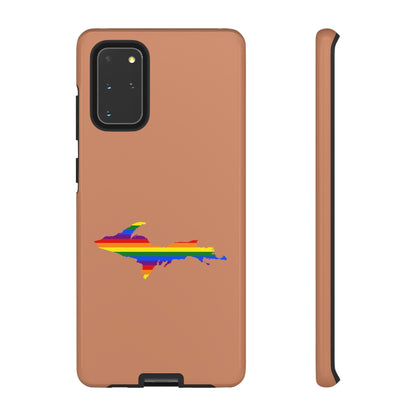 Michigan Upper Peninsula Tough Phone Case (Copper Color w/ UP Pride Flag Outline) | Samsung & Pixel Android