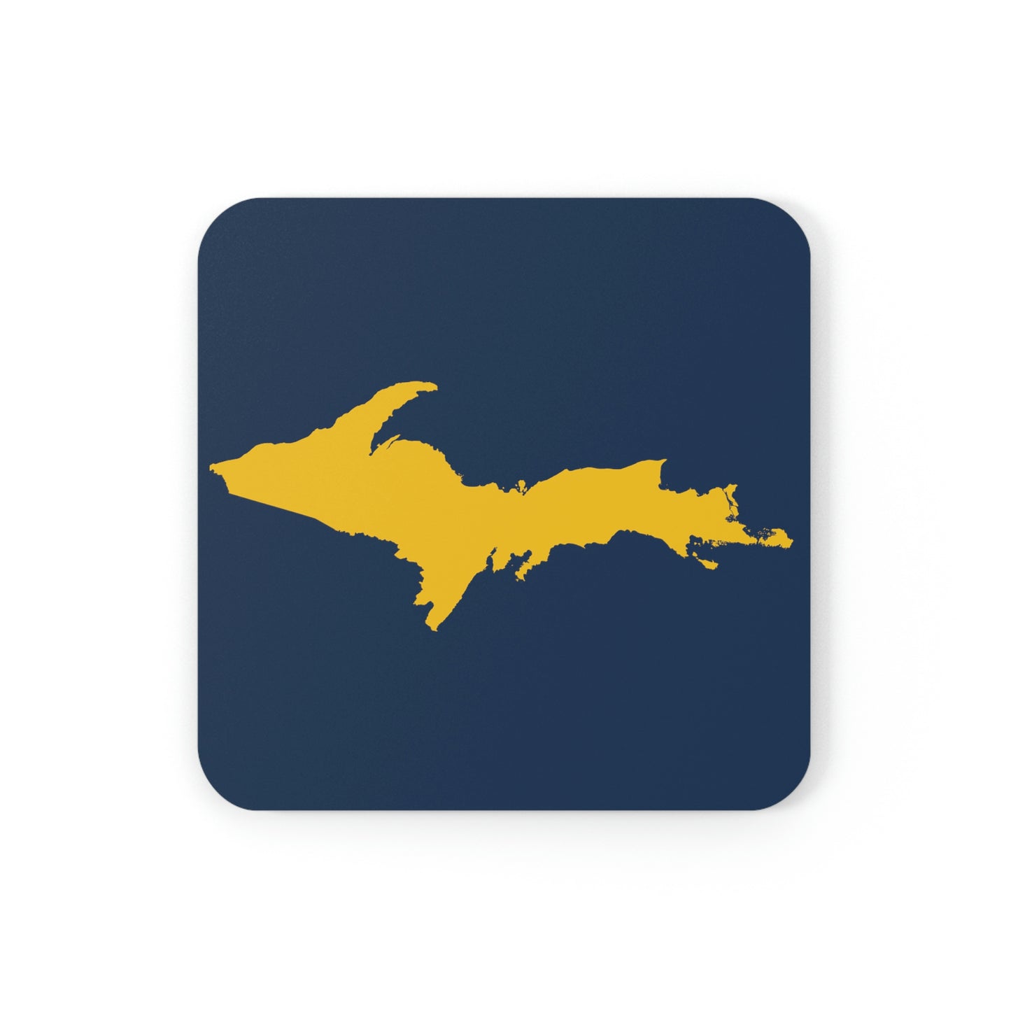 Michigan Upper Peninsula Coaster Set (Navy w/ Gold UP Outline) | Corkwood - 4 pack