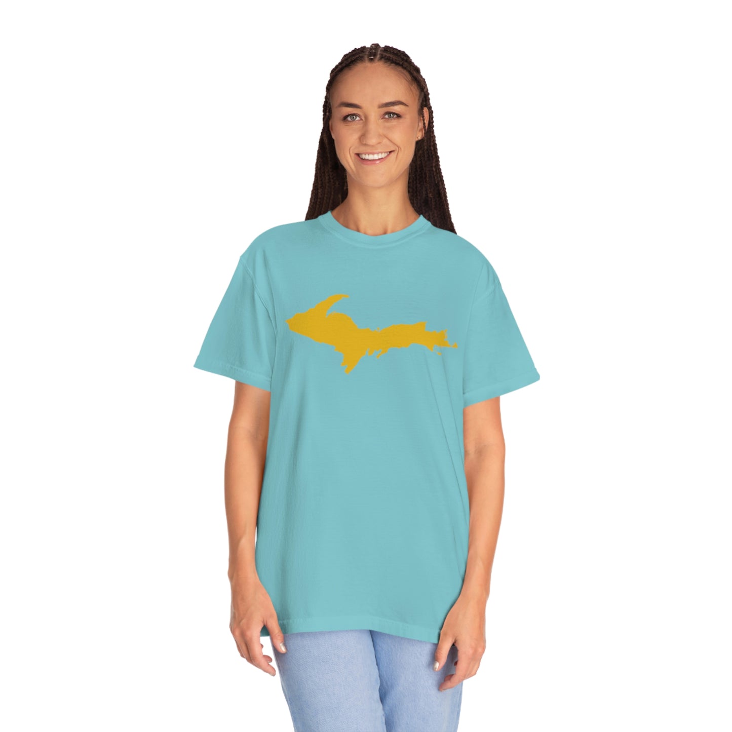 Michigan Upper Peninsula T-Shirt (w/ Gold UP Outline) | Unisex Garment-Dyed