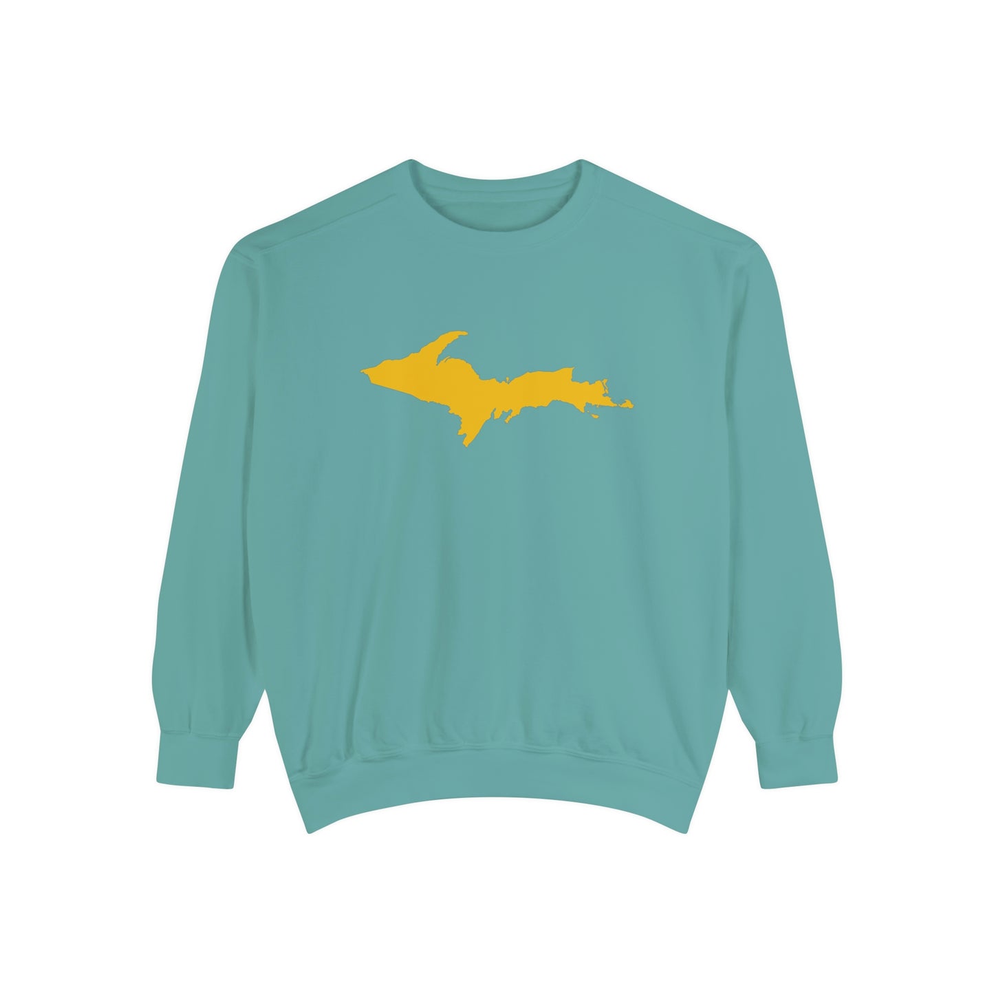 Michigan Upper Peninsula Sweatshirt (w/ Gold UP Outline) | Unisex Garment Dyed