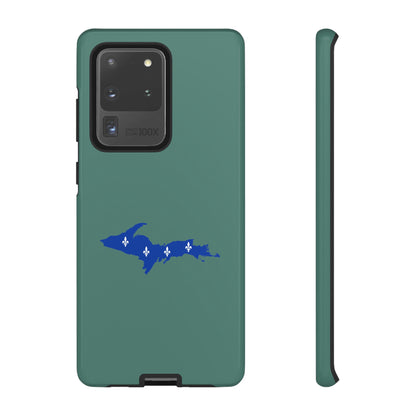 Michigan Upper Peninsula Tough Phone Case (Copper Green w/ UP Quebec Flag Outline) | Samsung & Pixel Android