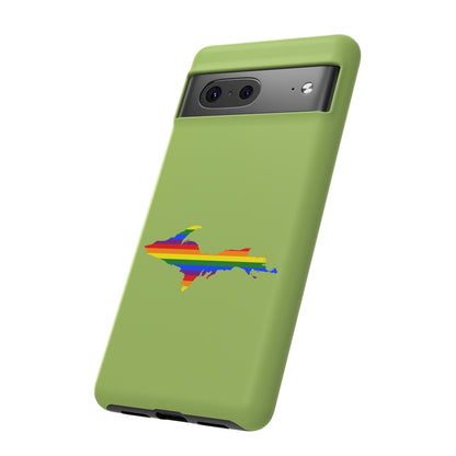 Michigan Upper Peninsula Tough Phone Case (Gooseberry Green w/ UP Pride Flag Outline) | Samsung & Pixel Android