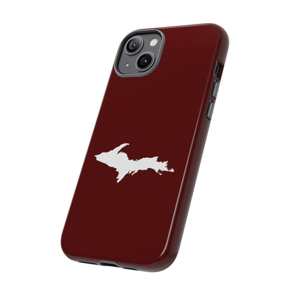 Michigan Upper Peninsula Tough Phone Case (Cherrywood Red w/ UP Outline) | Apple iPhone