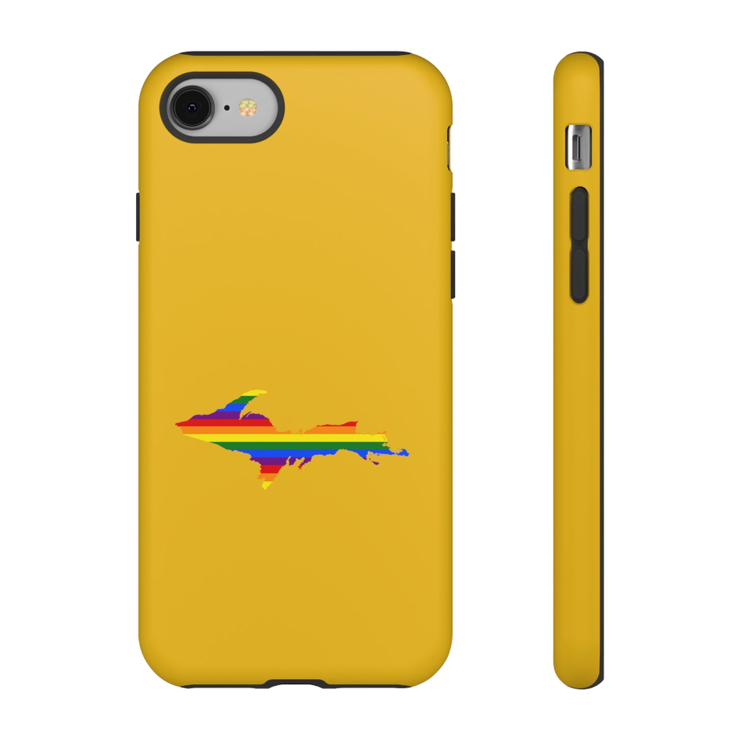 Michigan Upper Peninsula Tough Phone Case (Gold w/ UP Pride Flag Outline) | Apple iPhone