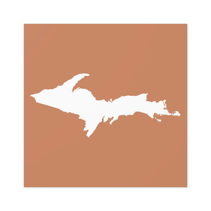 Michigan Upper Peninsula Square Sticker (Copper Color w/ UP Outline) | Indoor/Outdoor