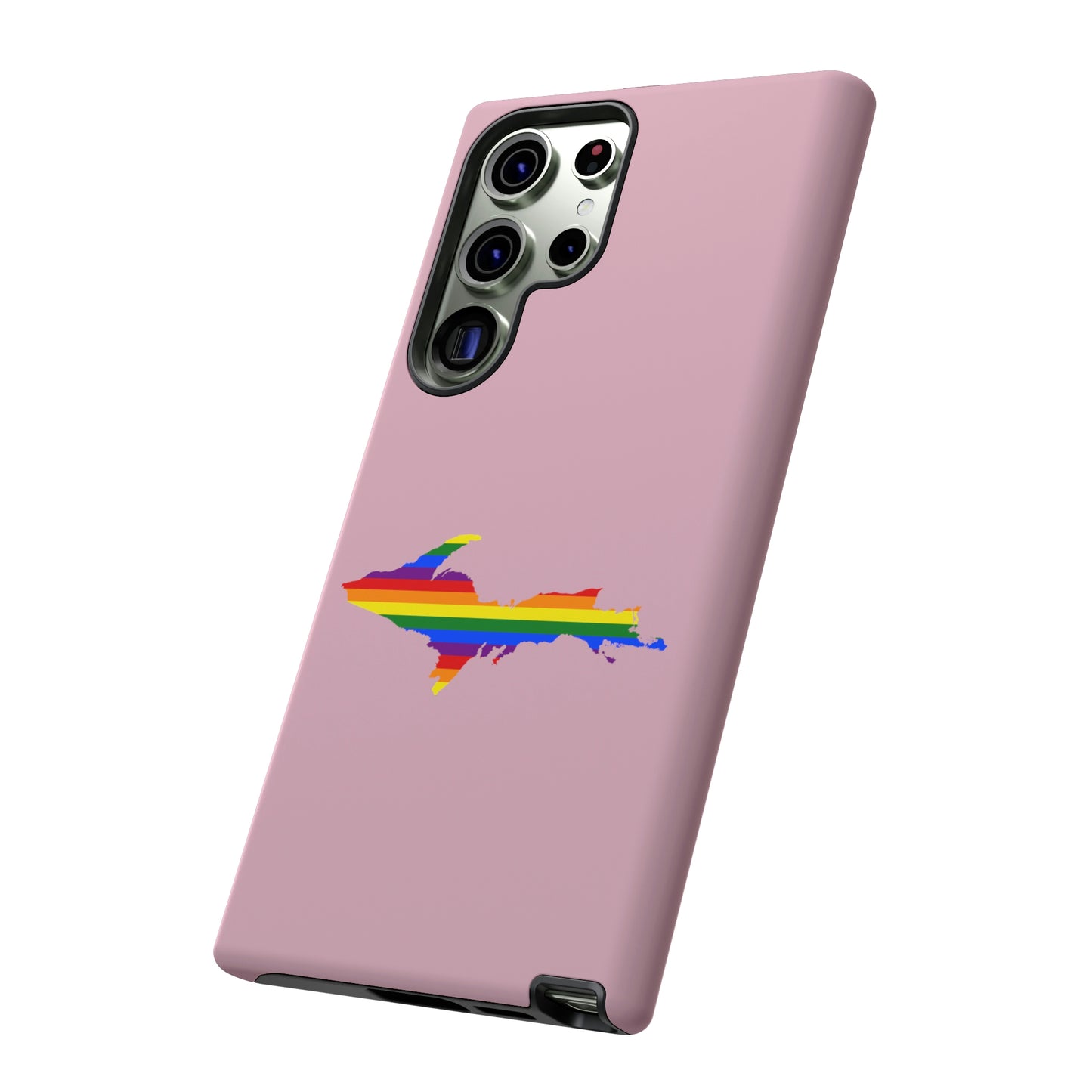 Michigan Upper Peninsula Tough Phone Case (Pink w/ UP Pride Flag Outline) | Samsung & Pixel Android