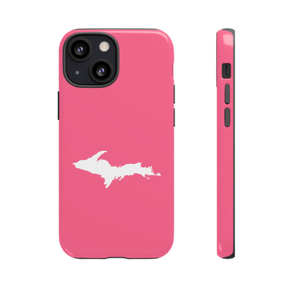 Michigan Upper Peninsula Tough Phone Case (Rhodochrosite Pink w/ UP Outline) | Apple iPhone