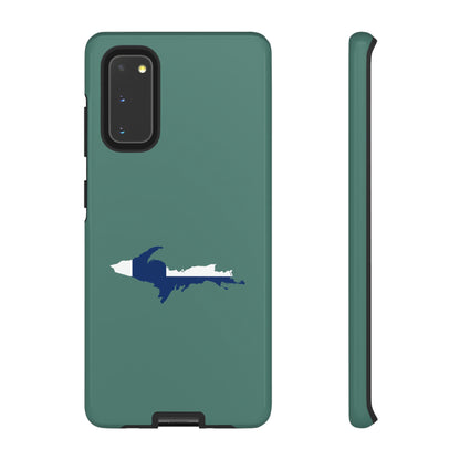 Michigan Upper Peninsula Tough Phone Case (Copper Green w/ UP Finland Flag Outline) | Samsung & Pixel Android