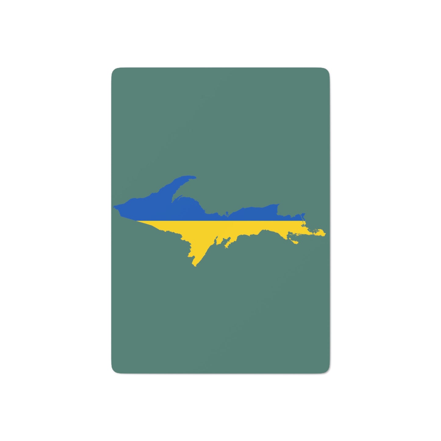 Michigan Upper Peninsula Poker Cards (Copper Green w/ UP Ukraine Flag Outline)