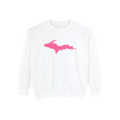 Michigan Upper Peninsula Sweatshirt (w/ Pink UP Outline) | Unisex Garment Dyed