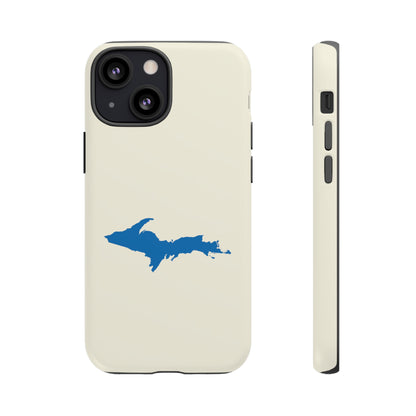 Michigan Upper Peninsula Tough Phone Case (Ivory Color w/ Azure UP Outline) | Apple iPhone