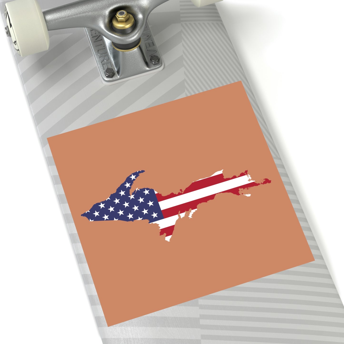 Michigan Upper Peninsula Square Sticker (Copper w/ UP USA Flag Outline) | Indoor/Outdoor