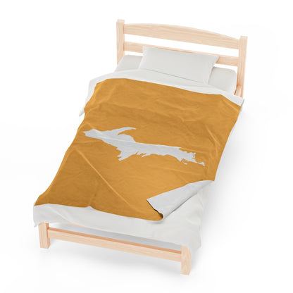 Michigan Upper Peninsula Plush Blanket (w/ UP Outline) | Citrine