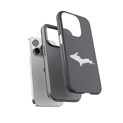 Michigan Upper Peninsula Tough Phone Case (Iron Ore Grey w/ UP Outline) | Apple iPhone