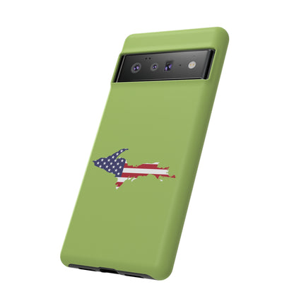 Michigan Upper Peninsula Tough Phone Case (Gooseberry Green w/ UP USA Flag Outline) | Samsung & Pixel Android