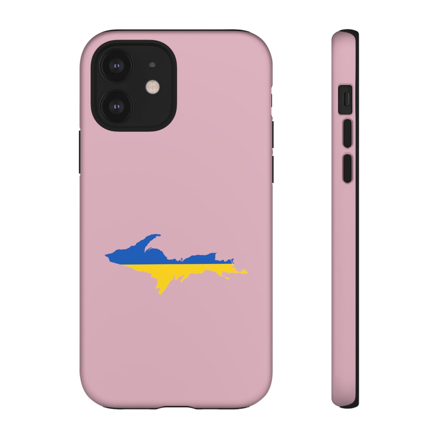 Michigan Upper Peninsula Tough Phone Case (Pink w/ UP Ukraine Flag Outline) | Apple iPhone