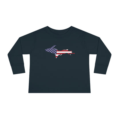 Michigan Upper Peninsula T-Shirt (w/ UP USA Flag Outline) | Toddler Long Sleeve