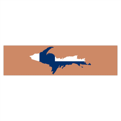 Michigan Upper Peninsula Bumper Stickers (w/ UP Finland Flag Outline) | Copper Color Background